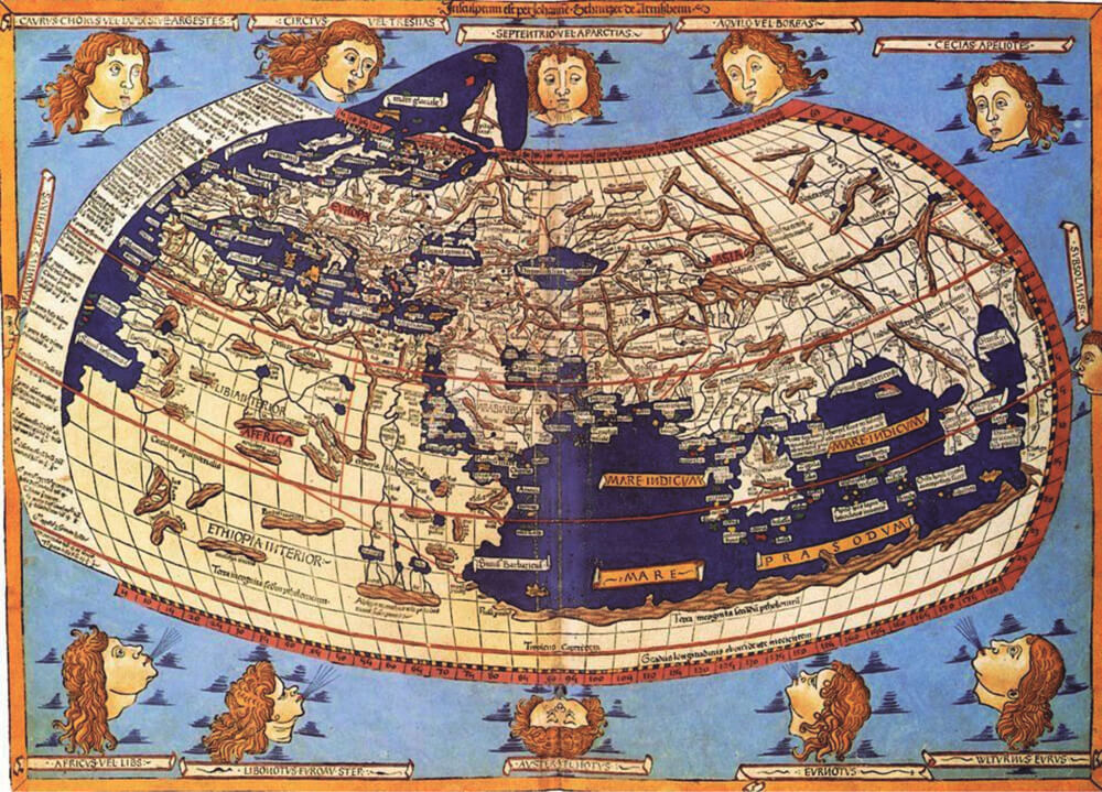 Mapa do Mundo no Século XIV – por Hericus Martellus Germanus, 1490