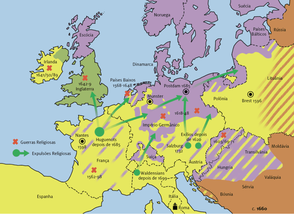 Guerras de Religião, Europa, séc. XVII.