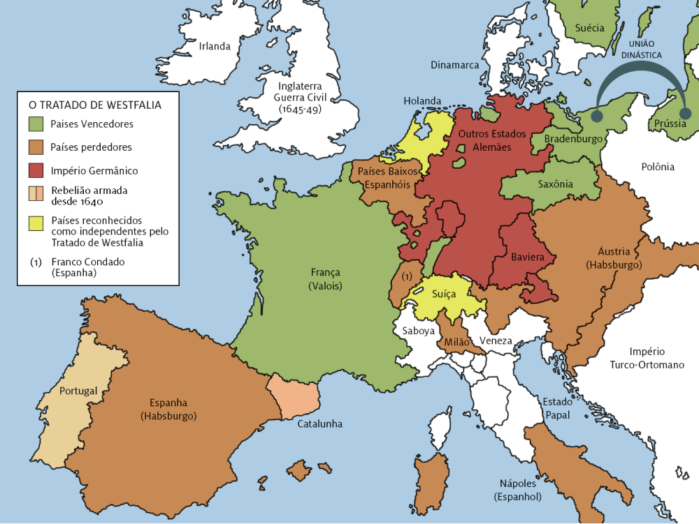 Europa em 1648, após o Tratado de Westfalia.