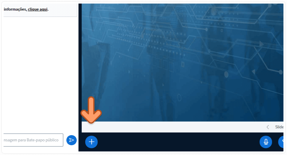 Modal com indicação do botão 'Microfone'