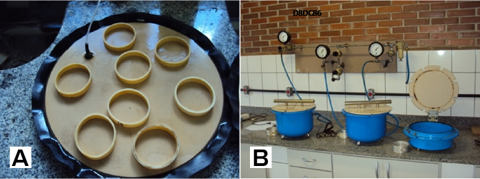 Duas fotografias mostram o teste de determinação da Capacidade de Campo (CC) diretamente no campo: na imagem à esquerda (7A)